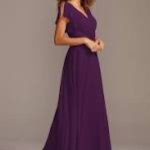 Flutter Sleeve Full Skirt Bridesmaid Dress